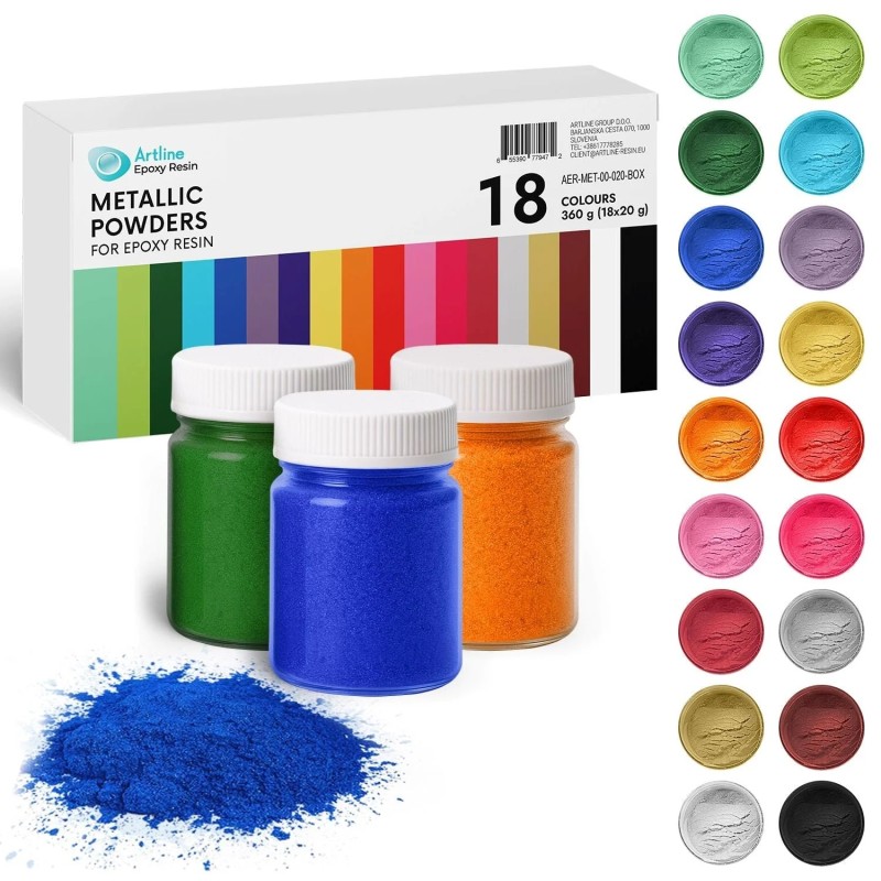 Metálfényű pigment púder készlet epoxy gyantához